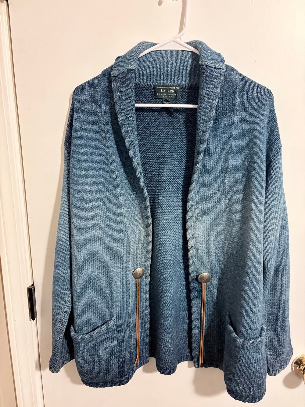 Vintage Lauren Ralph Lauren Hand Knit Ombre Western Concho Cardigan Sweater
